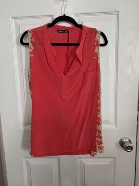 Coral Sleeveless Silk Blouse | NWT